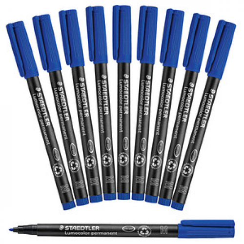 10 STAEDTLER Lumocolor Folienstifte blau 1,0 mm permanent