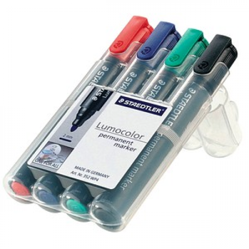 STAEDTLER Lumocolor Permanentmarker farbsortiert 2,0 mm, 4 St.