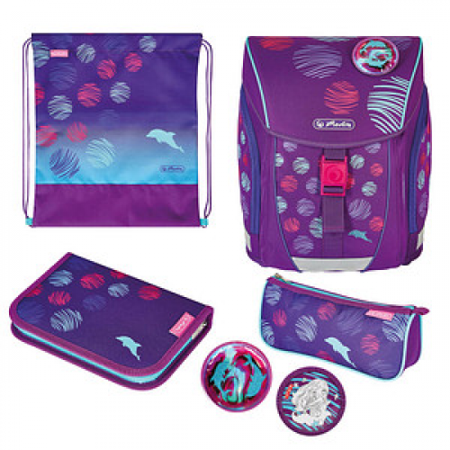 herlitz Schulranzen-Set FiloLight Plus Sea Bubbles Kunstfaser lila