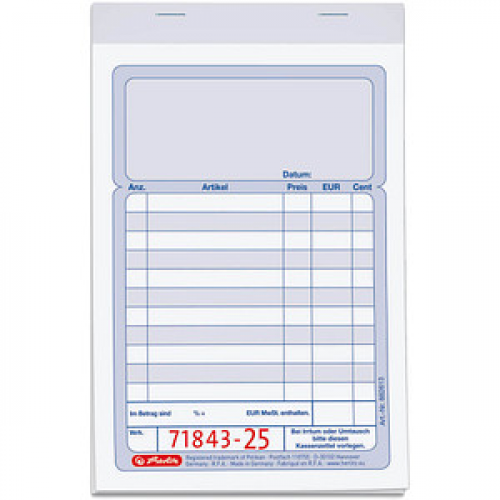 herlitz Kassenblock mit Additionsblatt, mit fortlaufenden Nummern Formularbuch 882613