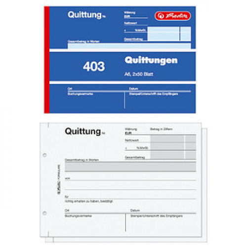 herlitz Quittung mit MwSt. separat ausgewiesen Formularbuch 403