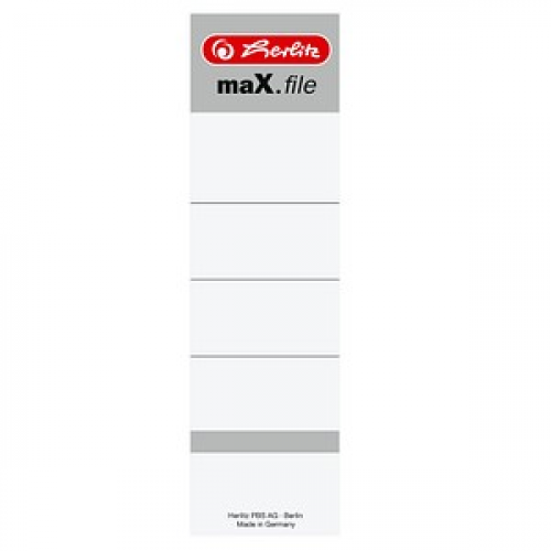 10 herlitz Einsteck-Rückenschilder maX.file weiß für 8,0 cm Rückenbreite