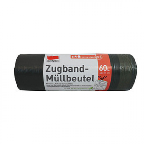 quickpack Müllbeutel 60,0 l schwarz, 20 St.