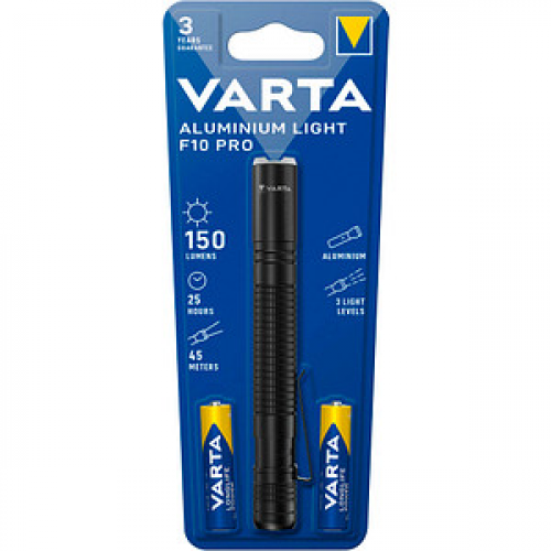 VARTA Aluminuim Light F10 Pro LED Taschenlampe schwarz, 150 Lumen