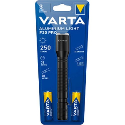 VARTA Aluminuim Light F20 Pro LED Taschenlampe schwarz, 250 Lumen