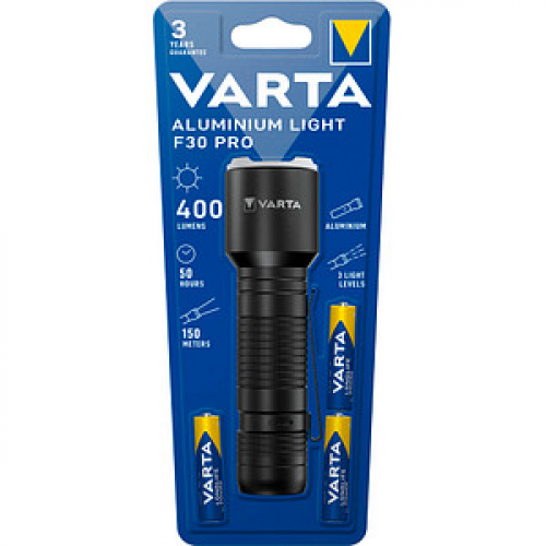 VARTA Aluminuim Light F30 Pro LED Taschenlampe schwarz, 400 Lumen