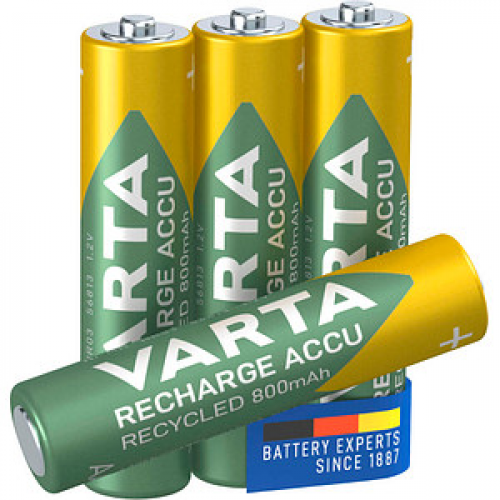 4 VARTA Akkus RECHARGE ACCU Recycled Micro AAA 800 mAh