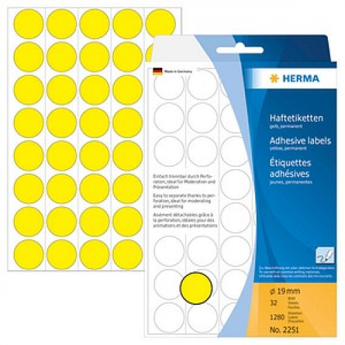 HERMA Klebepunkte 2251 gelb Ø 19,0 mm