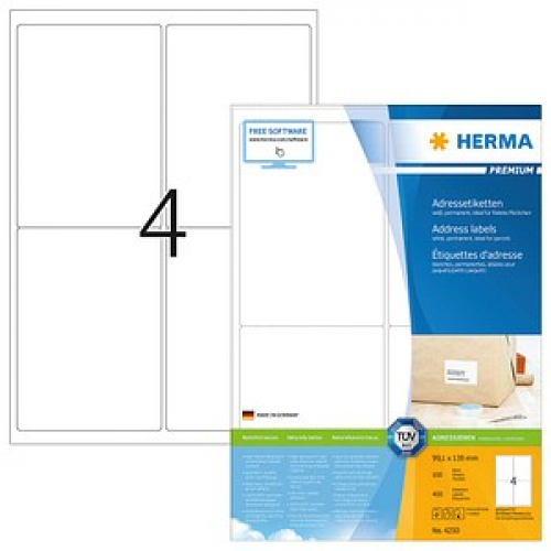 400 HERMA Etiketten 4250 weiß 99,1 x 139,0 mm