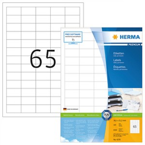 6.500 HERMA Etiketten 4270 weiß 38,1 x 21,2 mm