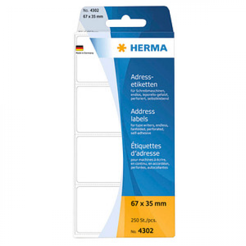 250 HERMA Adressetiketten 4302 weiß 67,0 x 35,0 mm