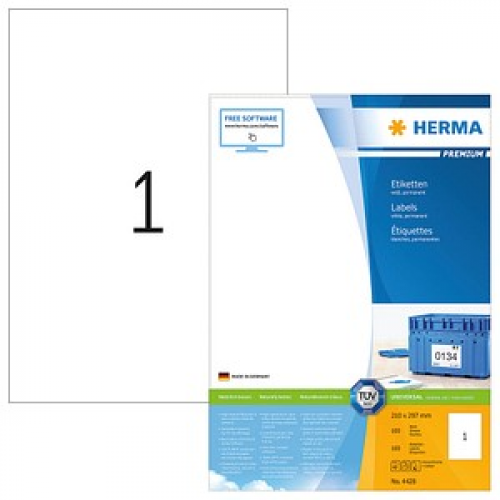 100 HERMA Etiketten 4428 weiß 210,0 x 297,0 mm