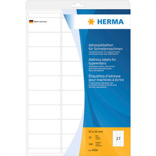 540 HERMA Adressetiketten 4430 weiß 67,0 x 30,0 mm