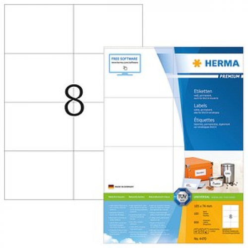 800 HERMA Etiketten 4470 weiß 105,0 x 74,0 mm