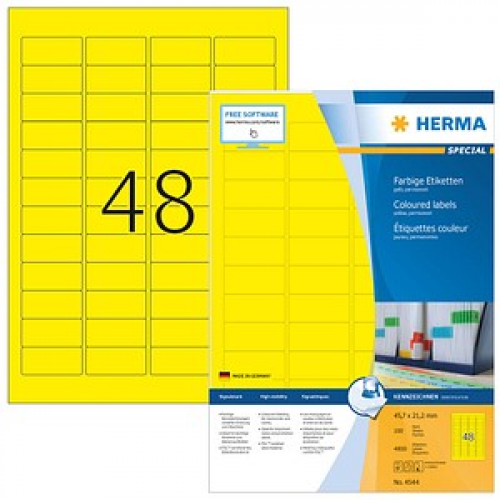 4.800 HERMA Etiketten 4544 gelb 45,7 x 21,2 mm