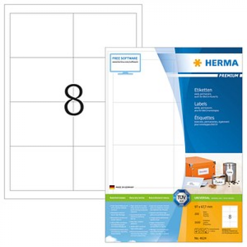 1.600 HERMA Etiketten 4624 weiß 97,0 x 67,7 mm