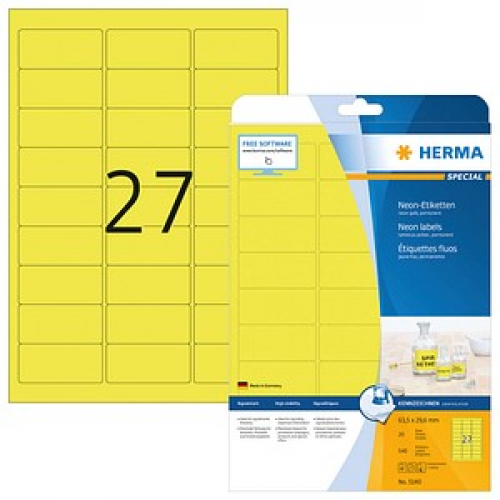 540 HERMA Etiketten 5140 gelb 63,5 x 29,6 mm