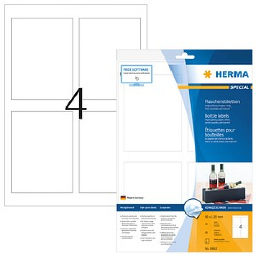 40 HERMA Flaschenetiketten 8882 weiß 90,0 x 120,0 mm