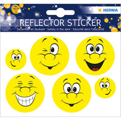 HERMA reflektierende Aufkleber Smiley, 6 Etikett