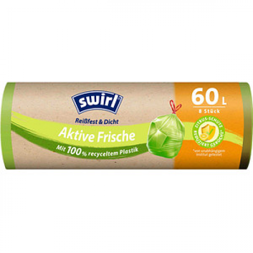 swirl® Müllbeutel Reißfest & Dicht Aktive Frische 4638 60,0 l grün, 8 St.