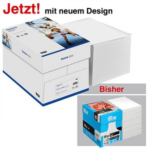 tecno Kopierpapier star DIN A4 80 g/qm 2.500 Blatt Maxi-Box