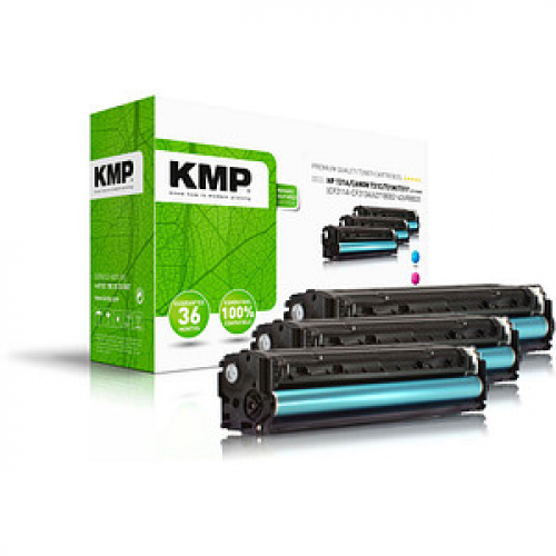 KMP H-T171CMY  cyan, magenta, gelb Toner kompatibel zu HP 131A; Canon  731(U0SL1AM;  6271B002/6270B002/6269B002), 3er-Set