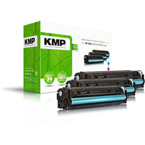 KMP H-T144CMY  cyan, magenta, gelb Toner kompatibel zu HP 128A (CF371AM), 3er-Set