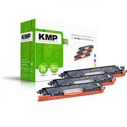 KMP H-T149CMY  cyan, magenta, gelb Toner kompatibel zu HP 126A (CF341A), 3er-Set