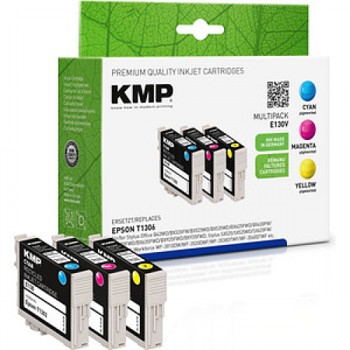 KMP E130V  cyan, magenta, gelb Druckerpatronen kompatibel zu EPSON T1306XL, 3er-Set