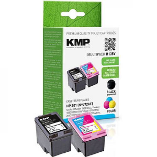 KMP H135V  schwarz, color Druckerpatronen kompatibel zu HP 301 (N9J72AE), 2er-Set