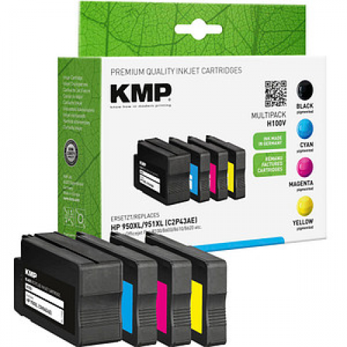 KMP H100V  schwarz, cyan, magenta, gelb Druckerpatronen kompatibel zu HP 950XL/951XL (C2P43AE), 4er-Set