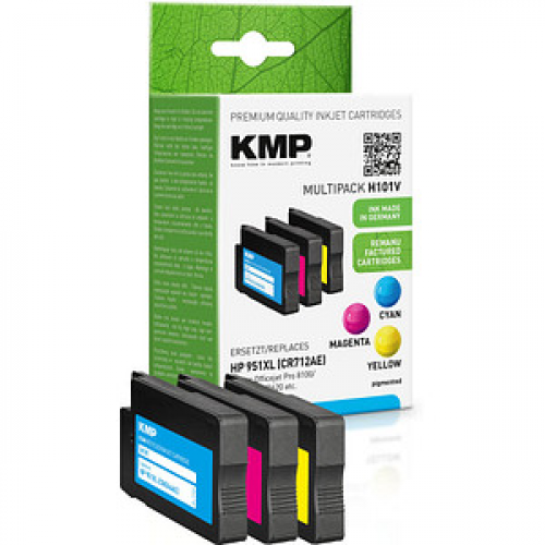 KMP H101V  cyan, magenta, gelb Druckerpatronen kompatibel zu HP 951XL (CN046AE/CN047AE/CN048AE), 3er-Set