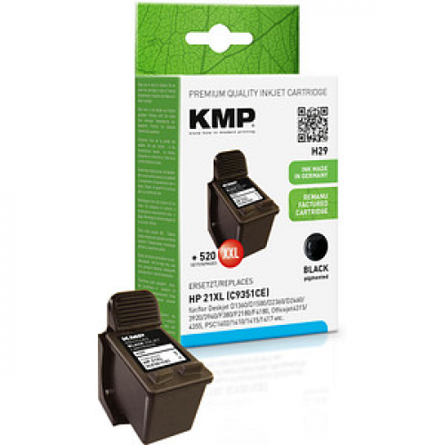 KMP H29  schwarz Druckerpatrone kompatibel zu HP 21XL (C9351AE)