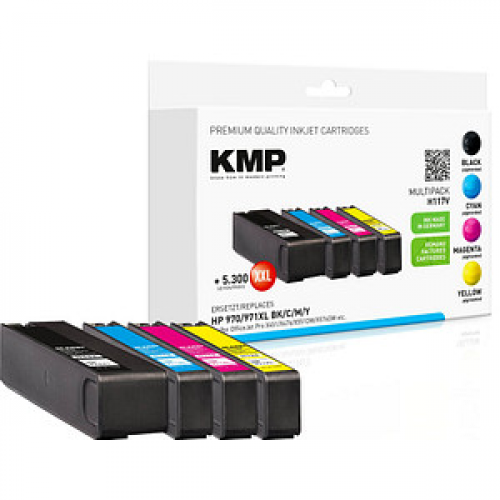 KMP H117V  schwarz, cyan, magenta, gelb Druckerpatronen kompatibel zu HP 970XL + 971XL (CN625AE/CN626AE/CN627AE/CN628AE), 4er-Set