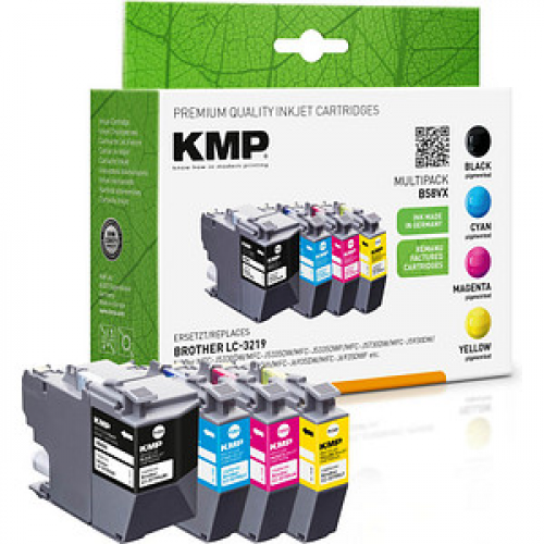 KMP B58VX  schwarz, cyan, magenta, gelb Druckerpatronen kompatibel zu brother LC-3219VALDR, 4er-Set