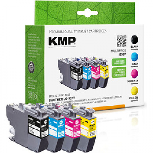 KMP B58V  schwarz, cyan, magenta, gelb Druckerpatronen kompatibel zu brother LC-3217VALDR, 4er-Set