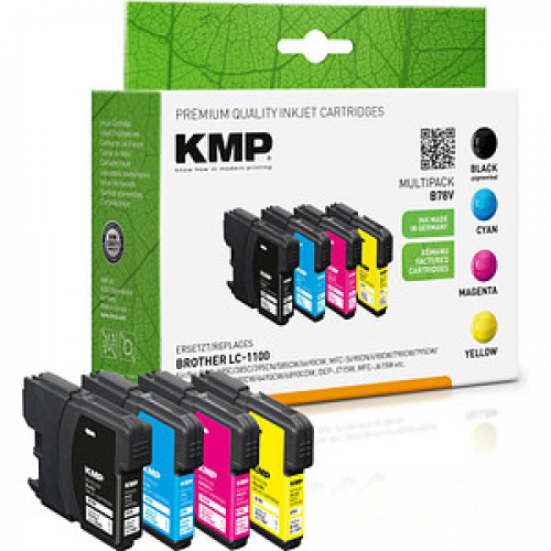 KMP B78V  schwarz, cyan, magenta, gelb Druckerpatronen kompatibel zu brother LC-1100VALBP, 4er-Set