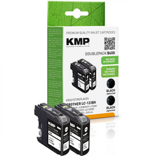 KMP B60D  schwarz Druckerpatronen kompatibel zu brother LC-123BK, 2er-Set