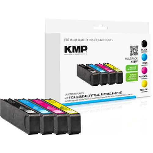 KMP H164V  schwarz, cyan, magenta, gelb Druckerpatronen kompatibel zu HP 913A (L0R95AE, F6T77AE, F6T78AE, F6T79AE), 4er-Set