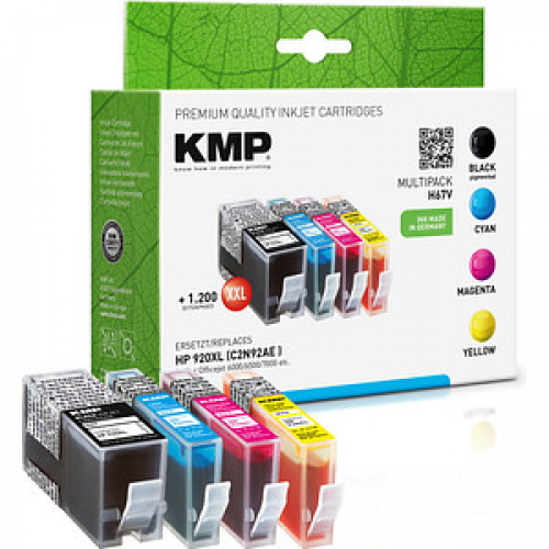 KMP H67V  schwarz, cyan, magenta, gelb Druckerpatronen kompatibel zu HP 920XL (C2N92AE), 4er-Set