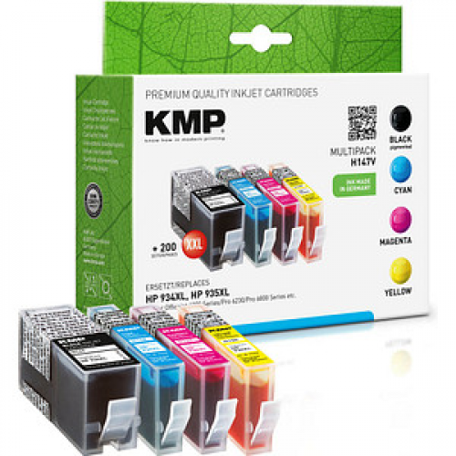 KMP H147V  schwarz, cyan, magenta, gelb Druckerpatronen kompatibel zu HP 934XL/935XL (X4E14AE), 4er-Set