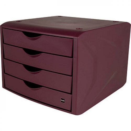 helit Schubladenbox the green chameleon  bordeaux H6429525, DIN A4 mit 4 Schubladen