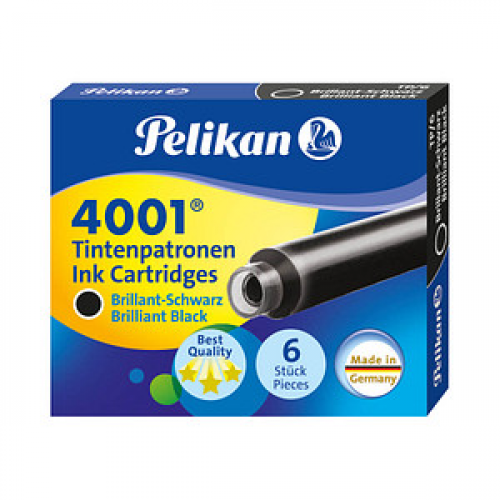 Pelikan 4001 TP/6 Tintenpatronen für Füller brillant-schwarz 6 St.