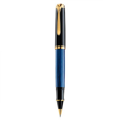 Pelikan Souverän R800 Tintenroller schwarz/blau/gold 0,5 mm, Schreibfarbe: schwarz, 1 St.
