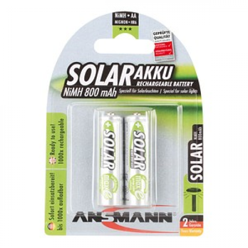 2 ANSMANN Akkus Solar Mignon AA 800 mAh