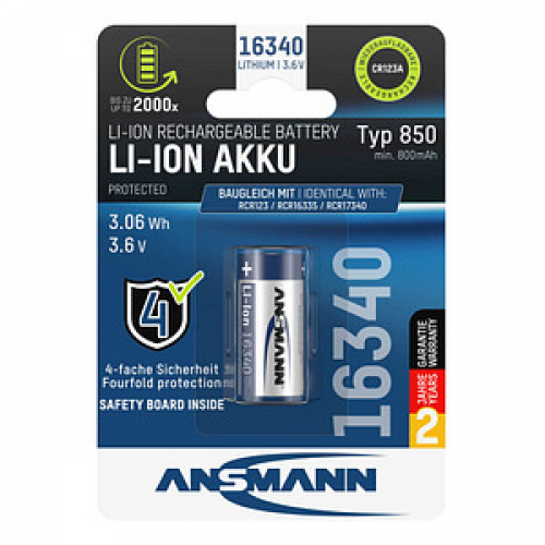 ANSMANN Akku CR123A 16340 850 mAh