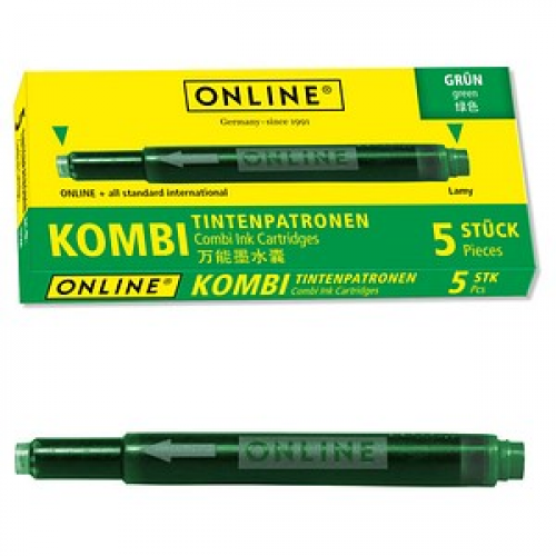 ONLINE® 17144/12 Tintenpatronen für Füller grün 5 St.