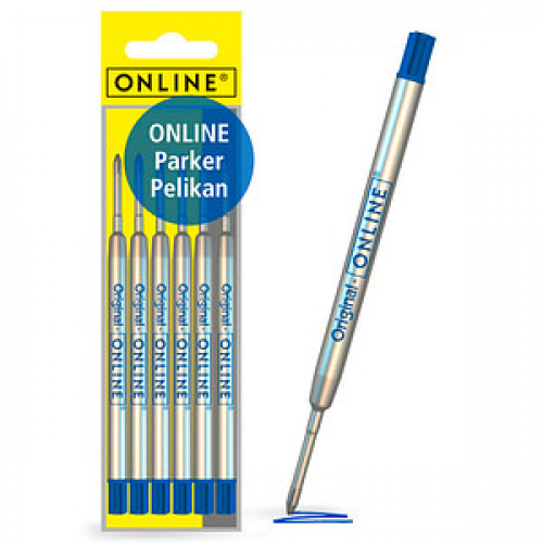 ONLINE® Kugelschreiberminen M blau, 6 St.