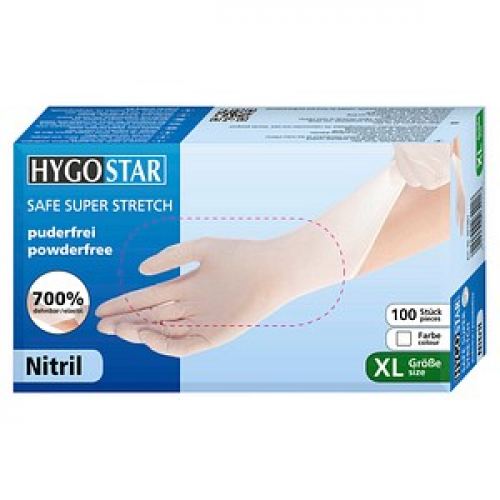 HYGOSTAR unisex Einmalhandschuhe SAFE SUPER STRETCH weiß Größe XL 100 St.