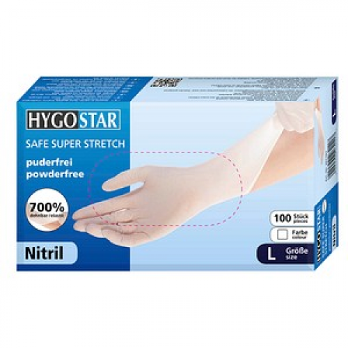 HYGOSTAR unisex Einmalhandschuhe SAFE SUPER STRETCH weiß Größe L 100 St.